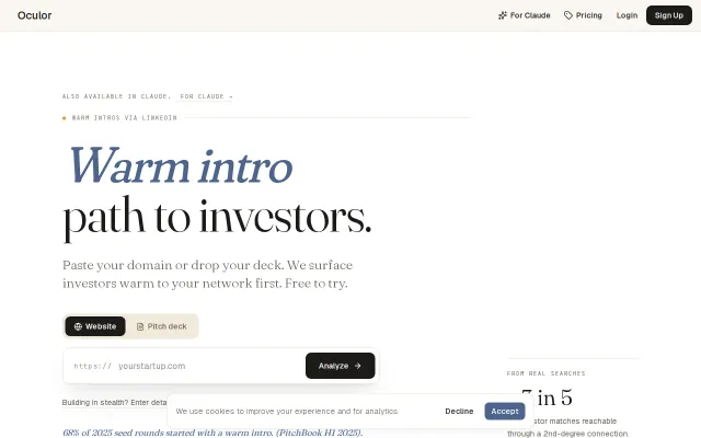 Oculor: find warm intro paths to investors