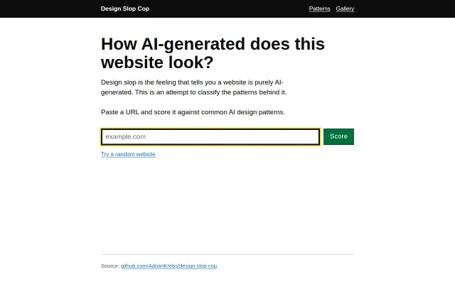 Design Slop Cop – score how AI-generated a website looks