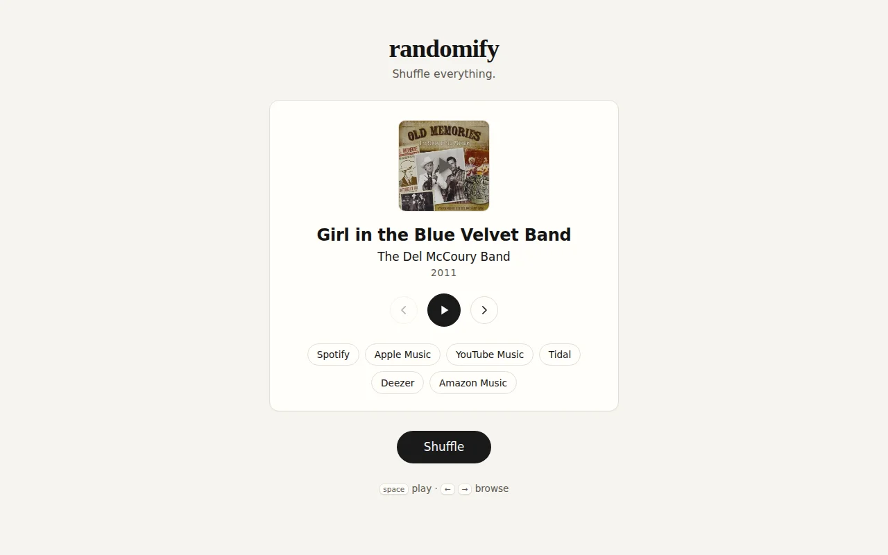 Randomify – stumble onto niche music at random