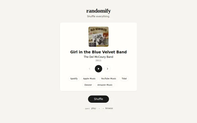 Randomify – stumble onto niche music at random
