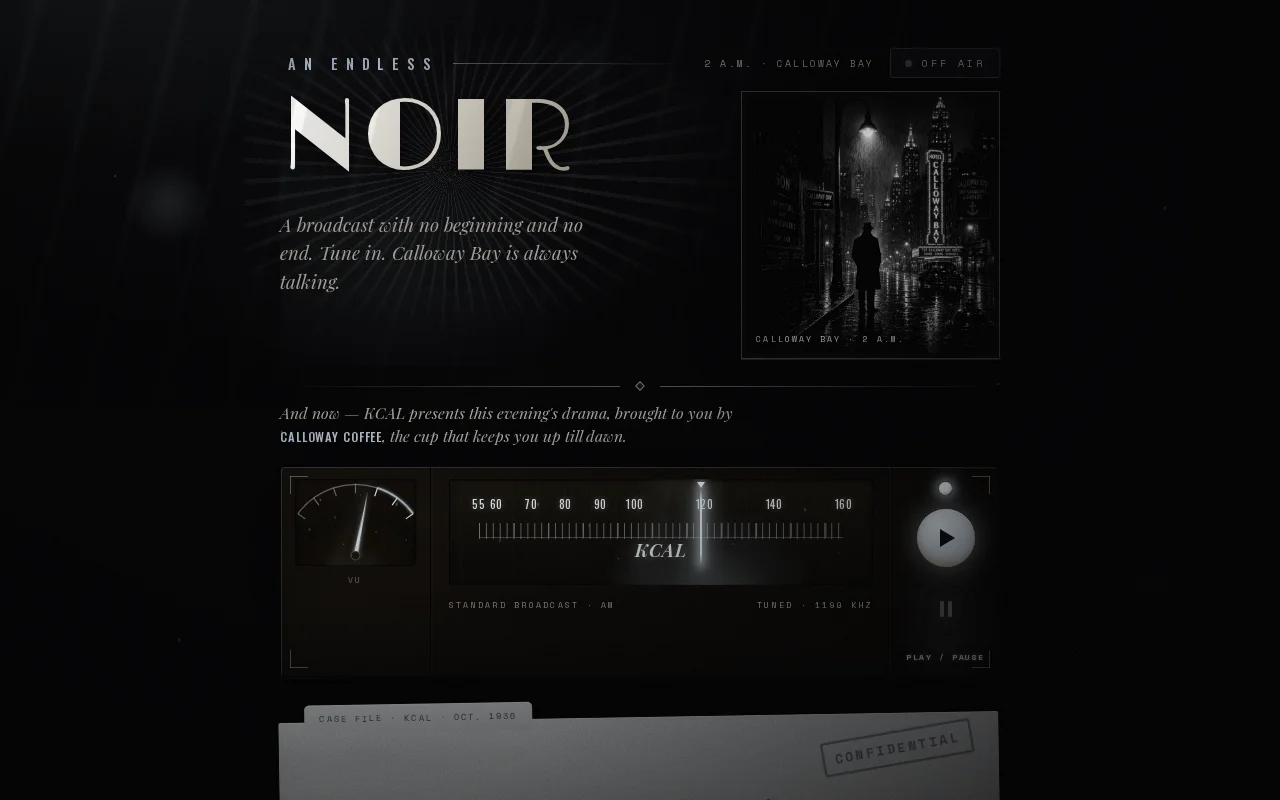 Endless Noir – a 1930s noir radio serial that writes itself