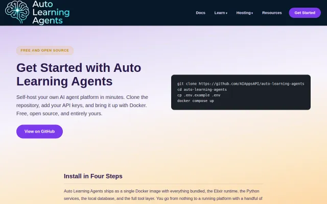 Auto Learning Agents, a self-hosted AI agent platform on Elixir/OTP