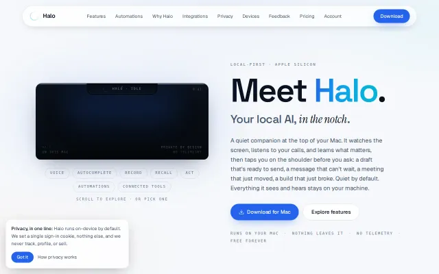I built Halo, a private AI assistant for your Mac (free)