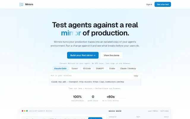 Mirrors – test AI agent changes by replaying production traces