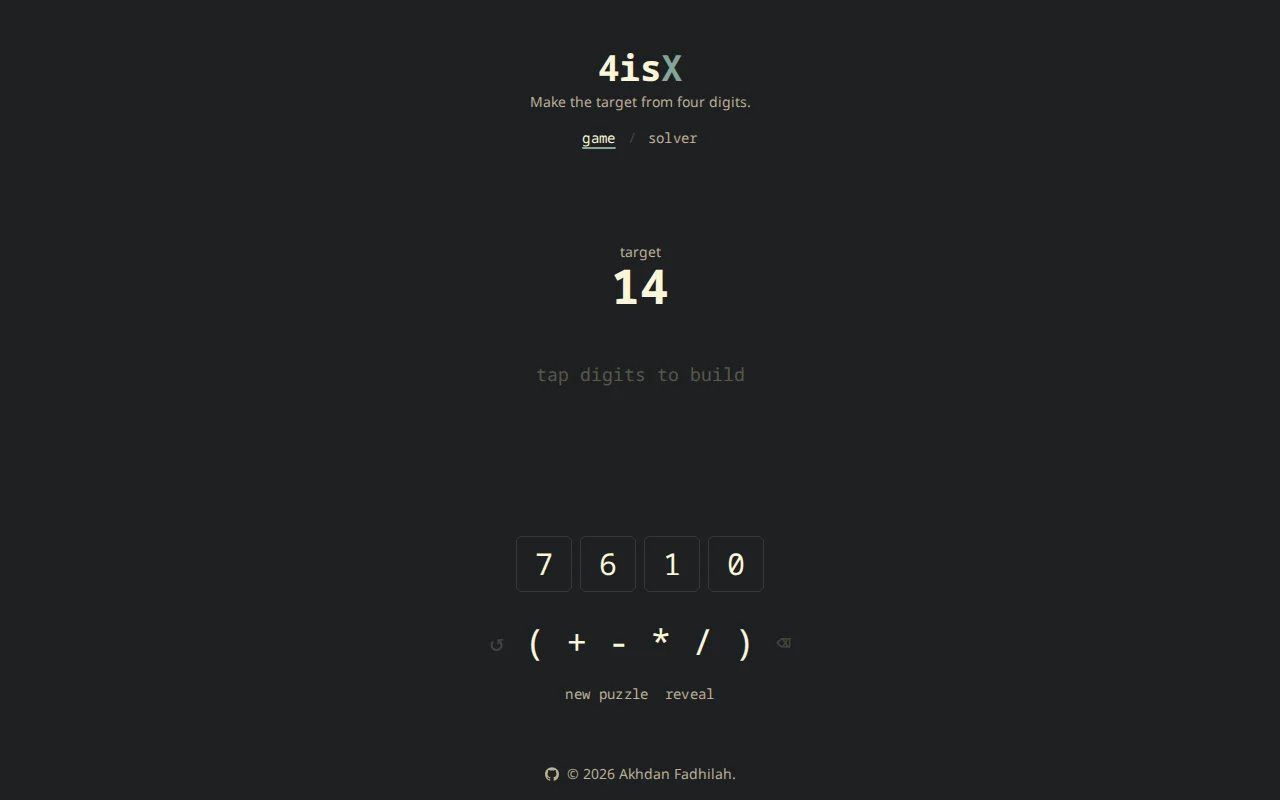 4isX – A game to make the target from four digits