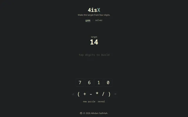 4isX – A game to make the target from four digits