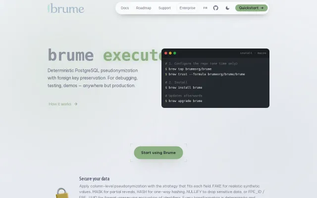 Brume – Postgres pseudonymization that preserves FKs across tables