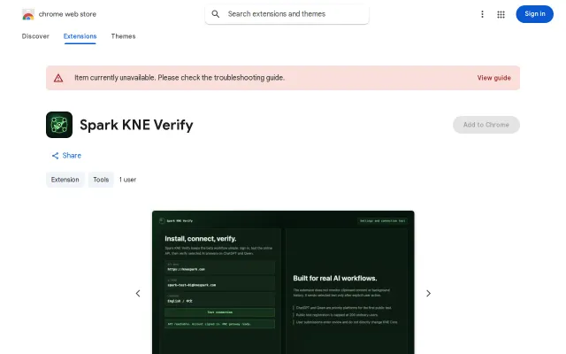 Spark KNE Verify – Verify selected AI claims in the browser