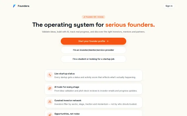 Foundera – AI-powered founder and startup feedback platform
