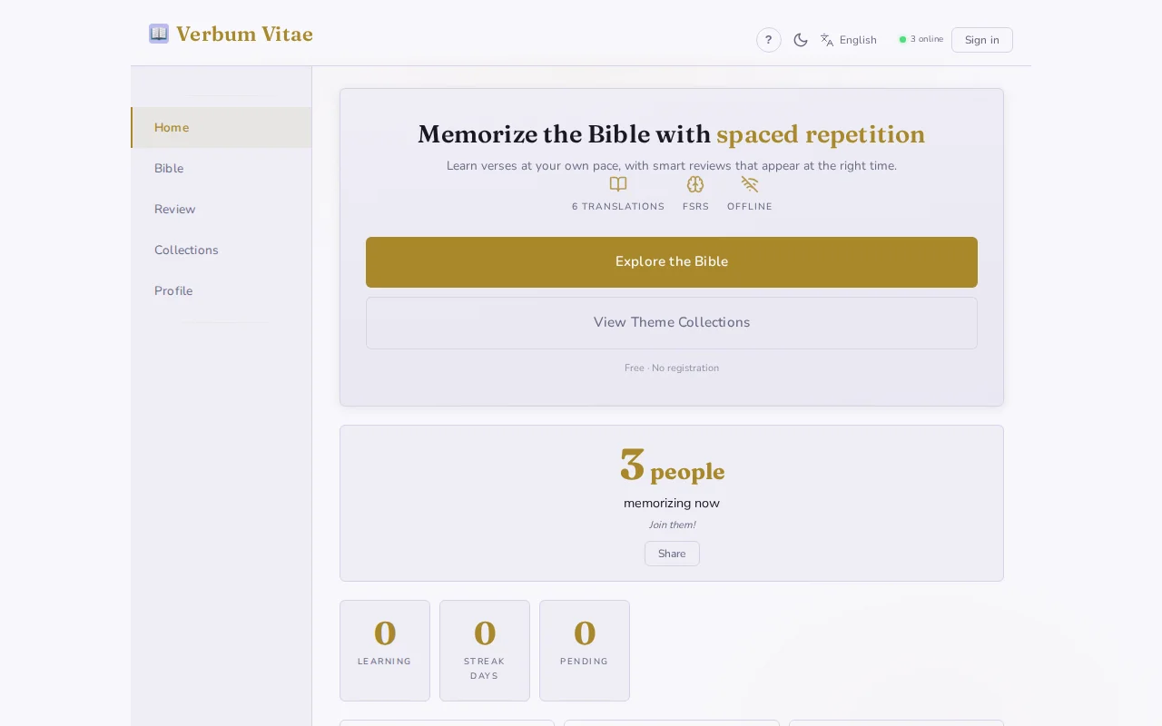 Verbum Vitae – Bible memorization with spaced repetition