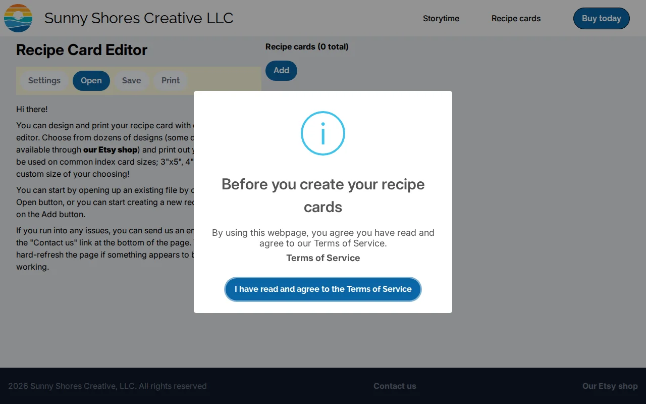 Online Recipe Card Editor