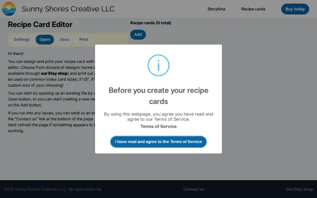 Online Recipe Card Editor