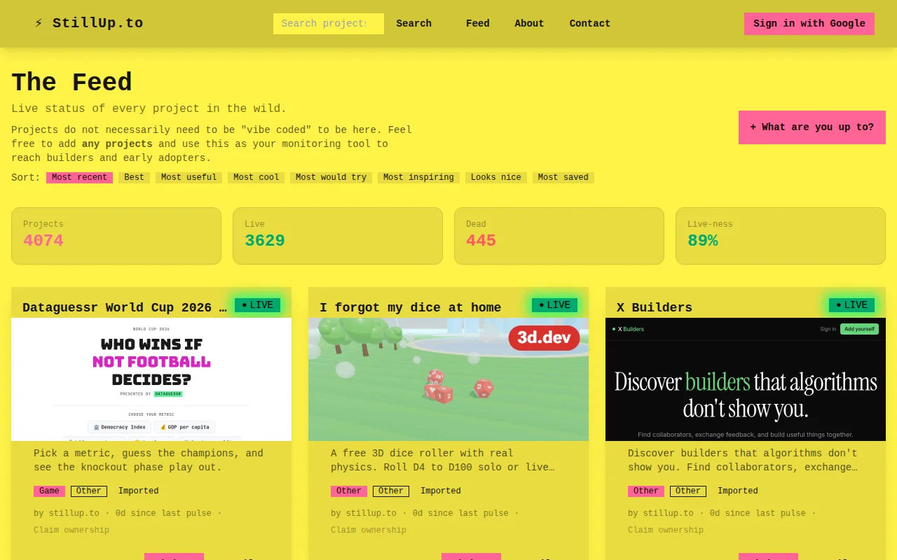 StillUpTo – Keep track of the side projects if they are still alive