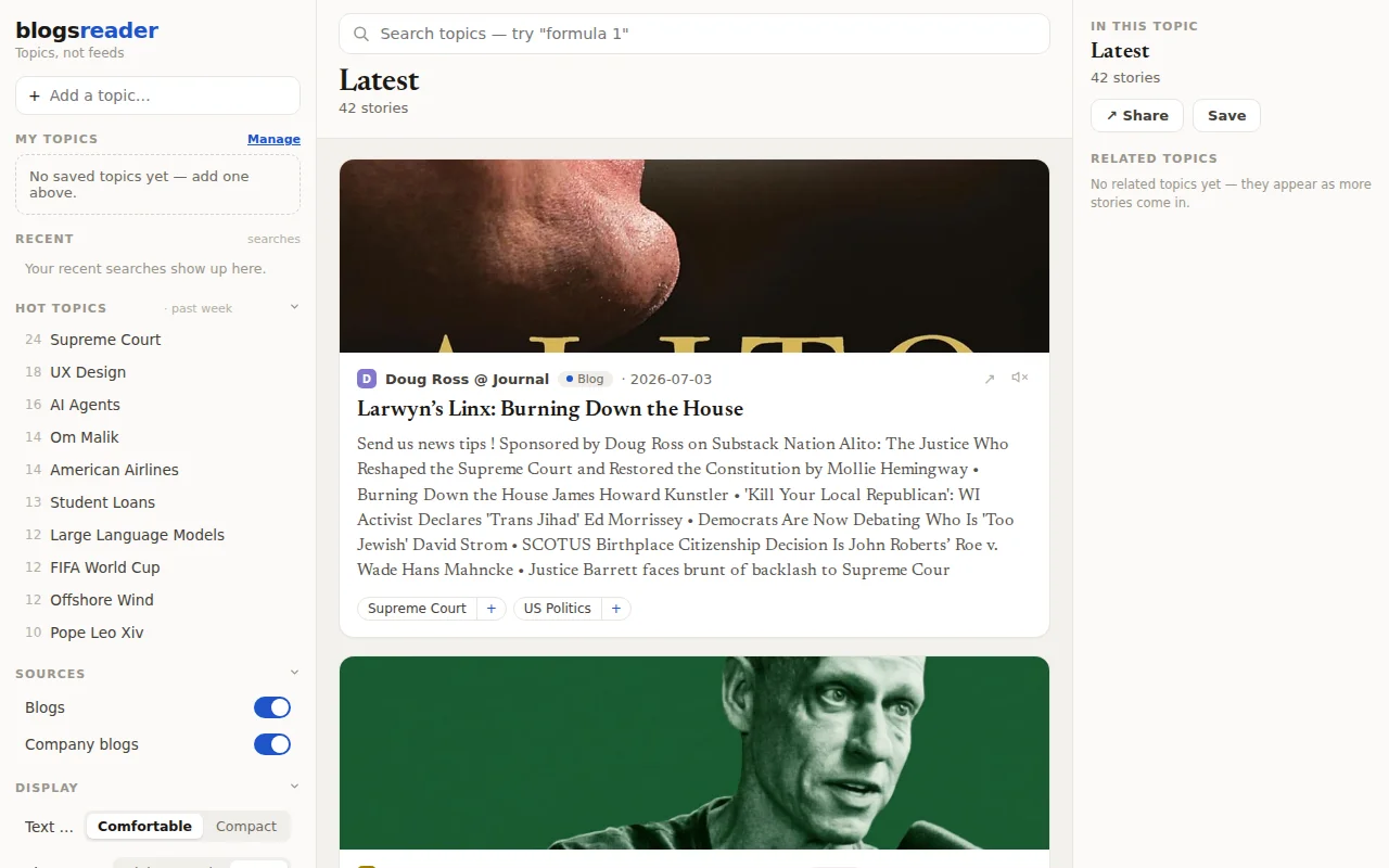 Topics, Not Feeds