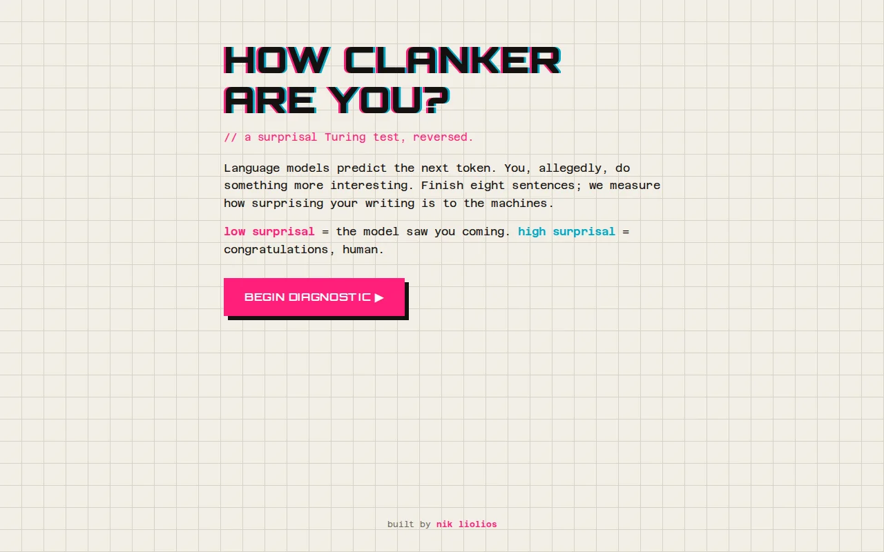 How clanker are you? A reverse Turing test