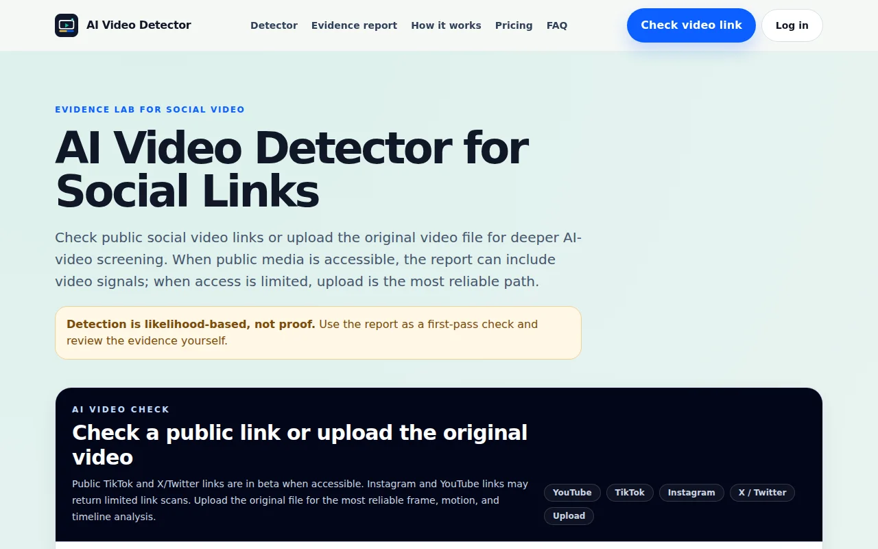 AI Video Detector – check whether a video may be AI-generated