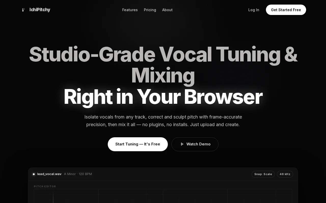 IchiPitchy – browser-based vocal editor and multitrack mixer