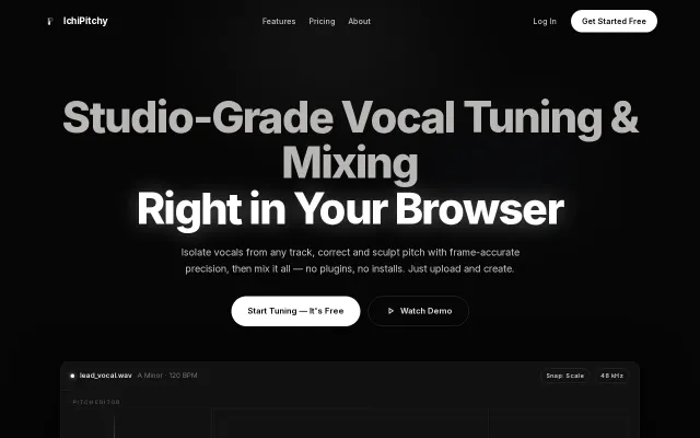 IchiPitchy – browser-based vocal editor and multitrack mixer