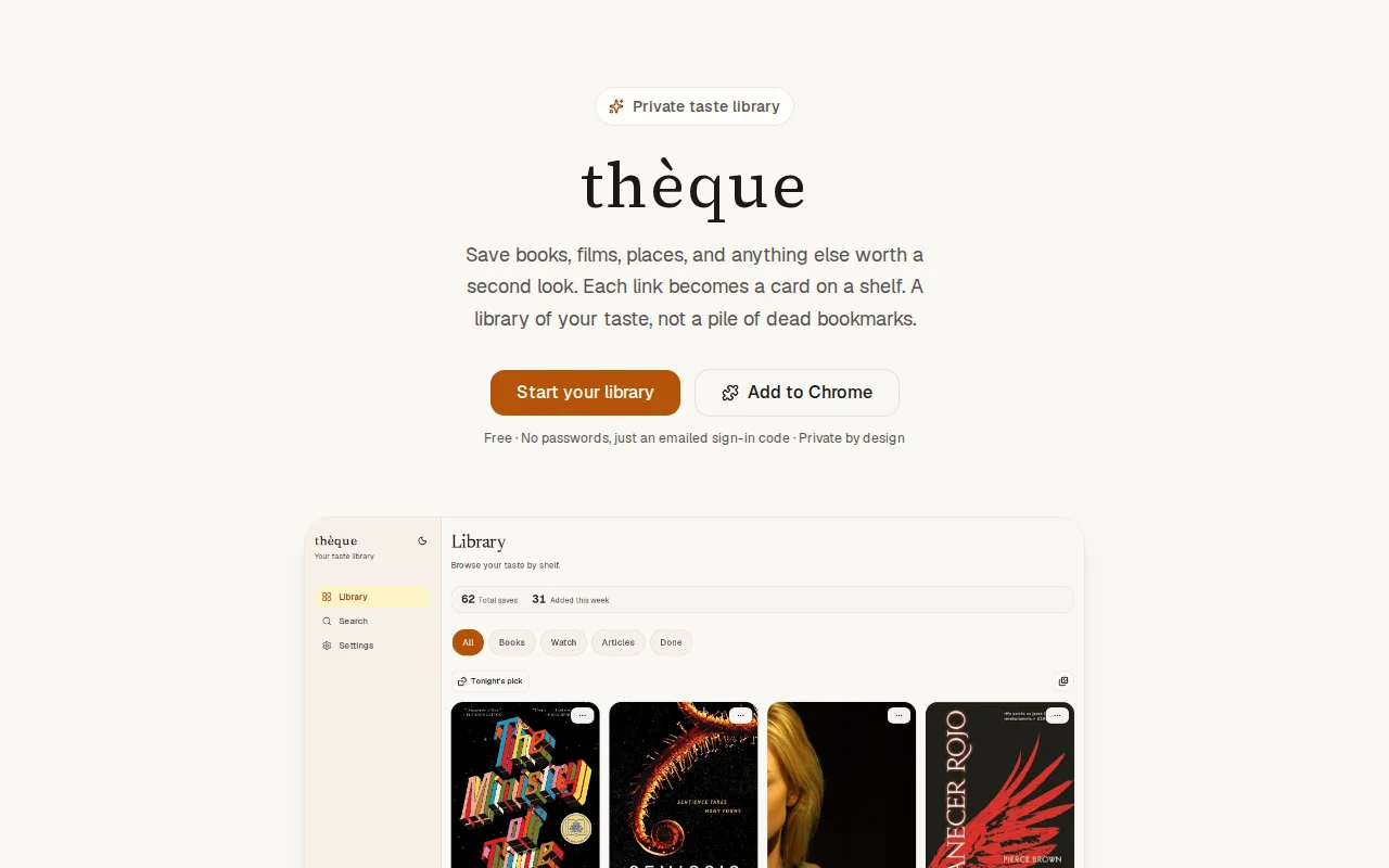 Thèque, a private visual library for the things you save