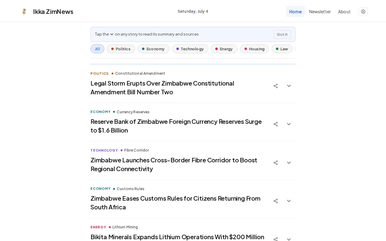 A Kagi News–style news aggregator for Zimbabwe