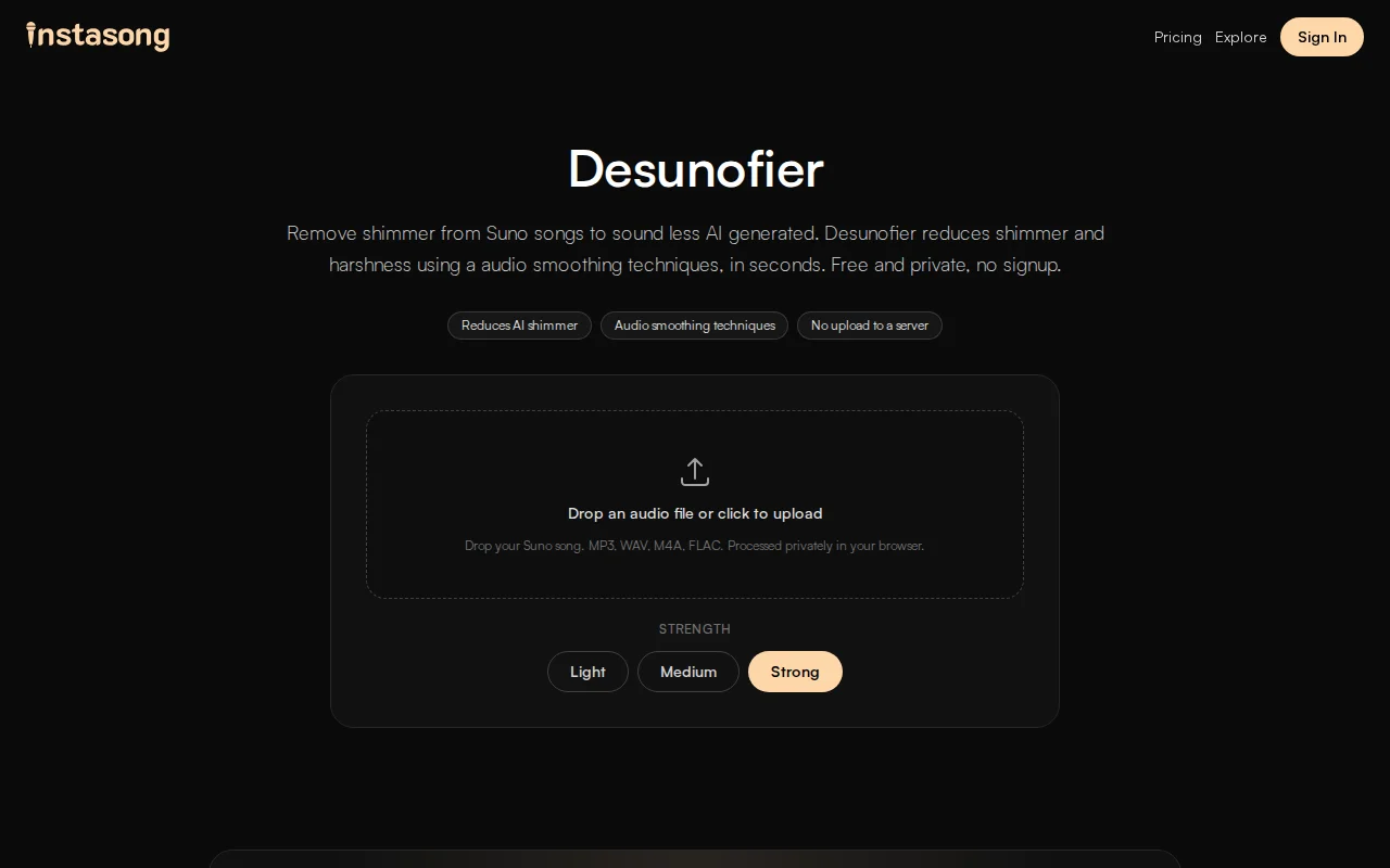 Desunofier – Removing shimmer from Suno songs