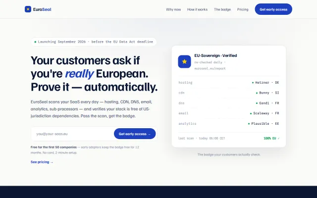 A live badge that proves your SaaS runs on EU infrastructure