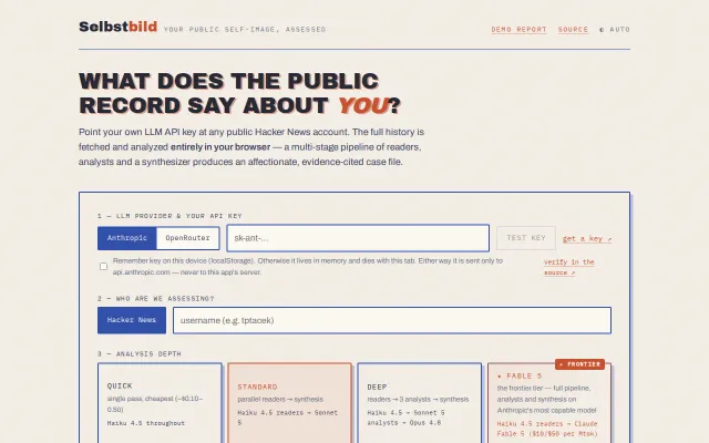 Selbstbild – What Fable 5 thinks of your HN comment history