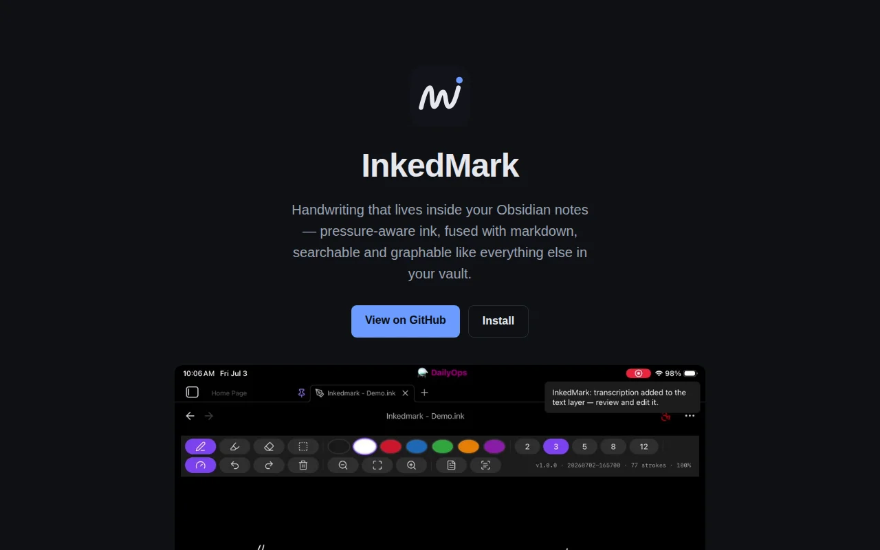 Handwriting recognition for Obsidian on your terms
