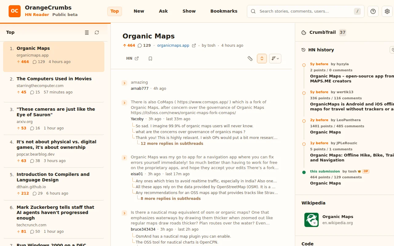 Keyboard-first Hacker News client with a twist