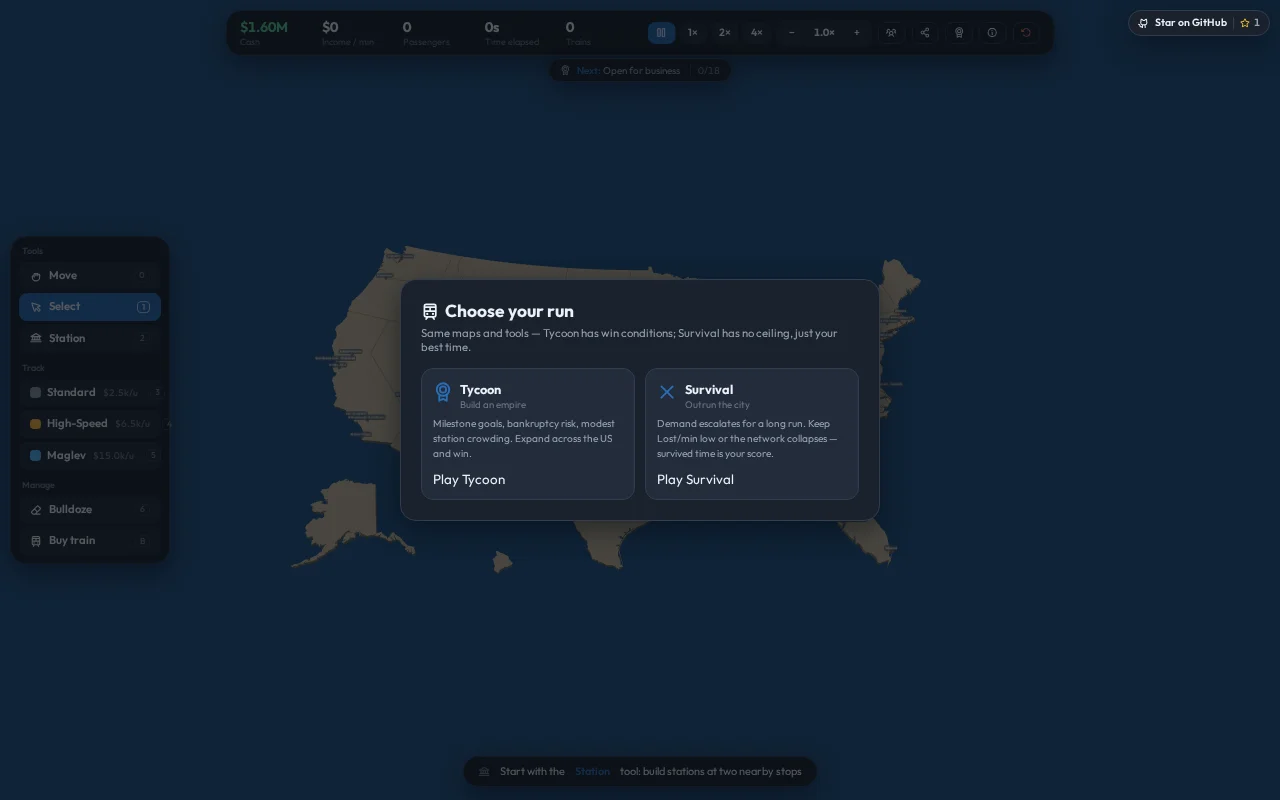 TrainSim – a browser train tycoon