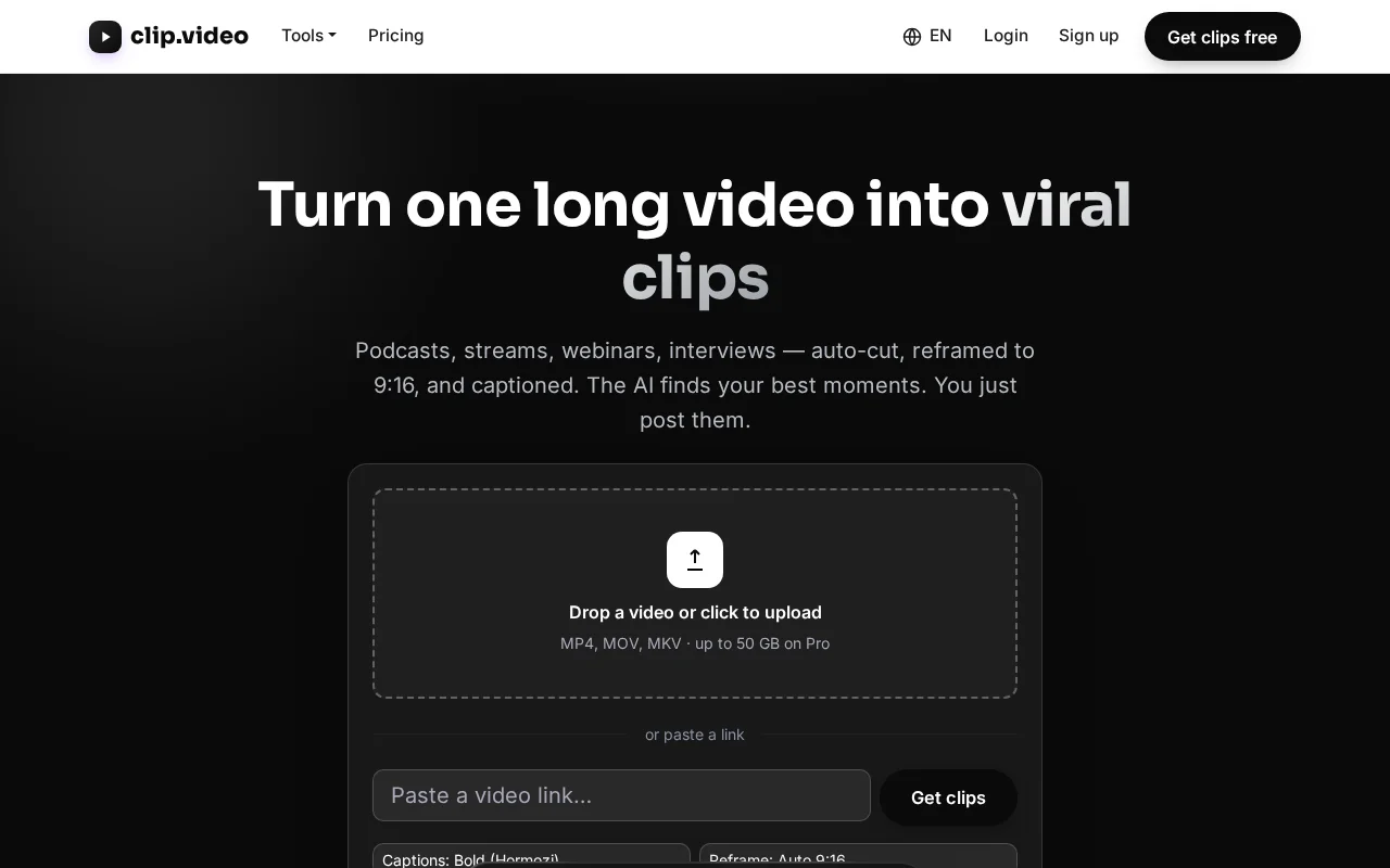clip.video - Turn podcasts and long videos into short vertical clips