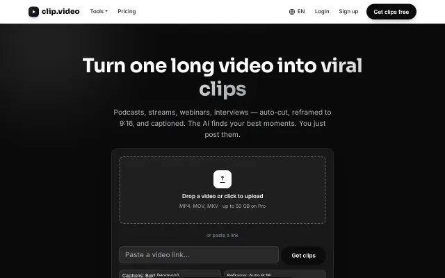 clip.video - Turn podcasts and long videos into short vertical clips