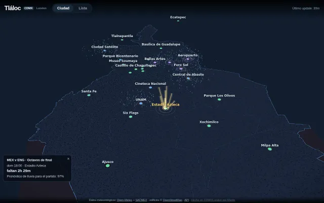 Thunderstorm tracker for Mexico England world cup game