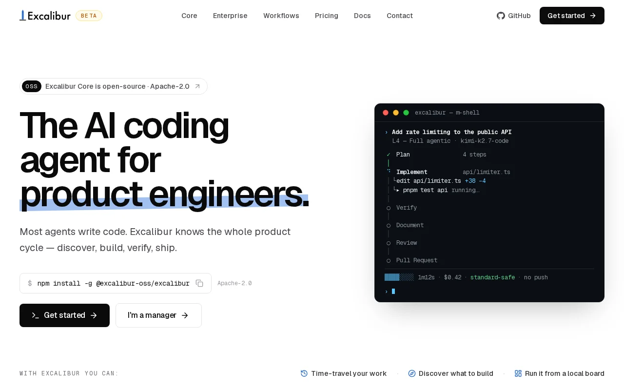 Excalibur. The open-source AI coding agent for product engineers