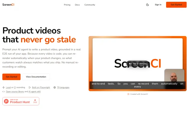 ScreenCI – Always up-to-date product videos from E2E tests