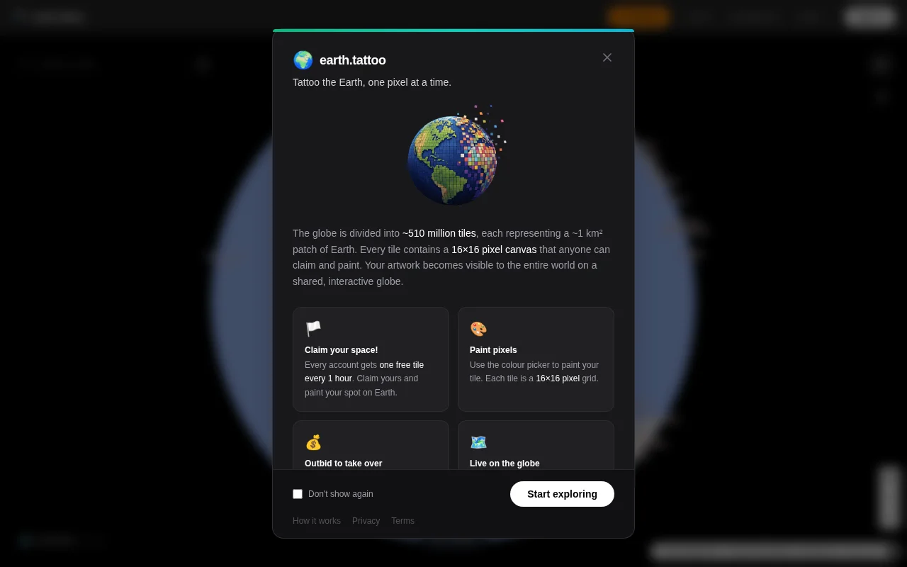 Paint the Earth on a live, interactive globe (collaborative art.)