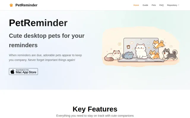 Pet Reminder – A macOS reminder app with a desktop pet