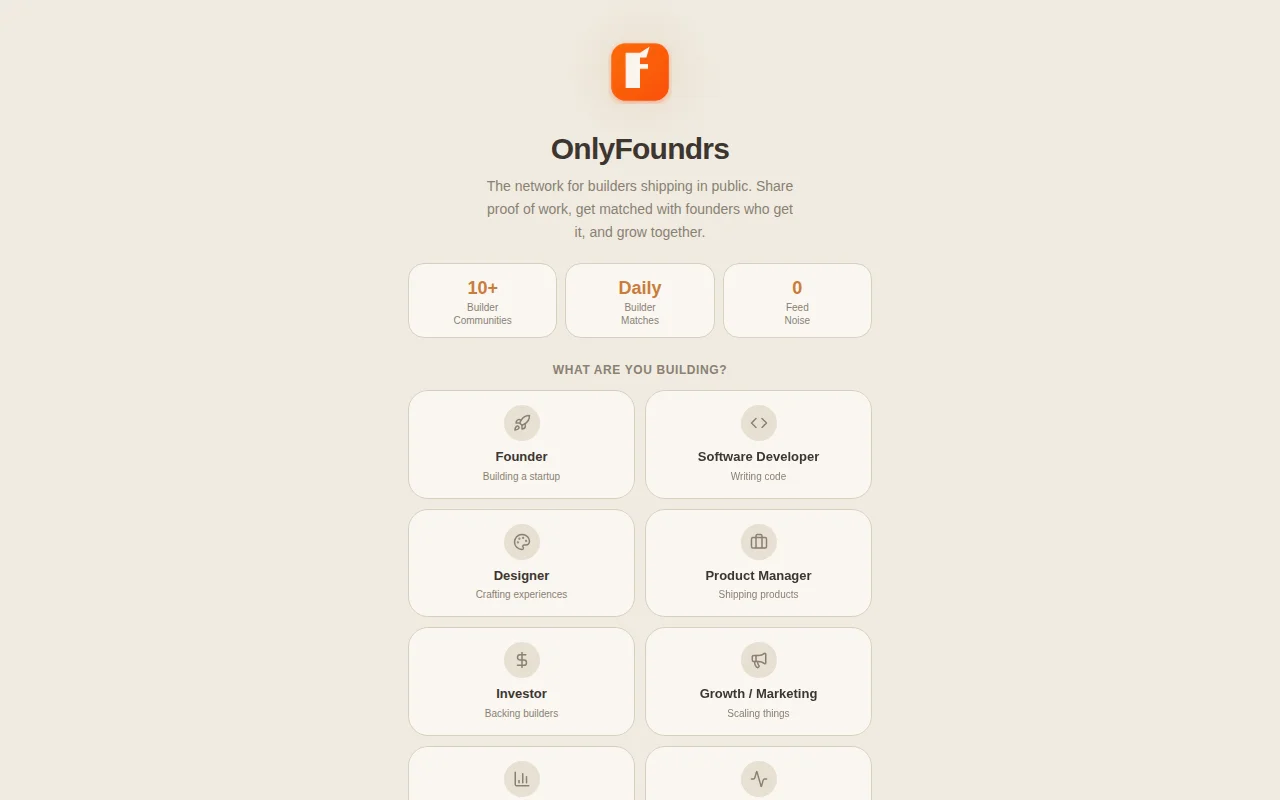 OnlyFoundrs – Twitter for founders, minus the flex