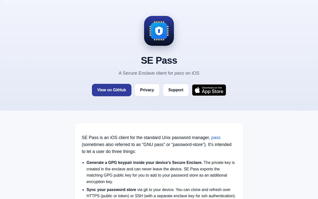 Using the secure enclave in a pass/password-store iOS client
