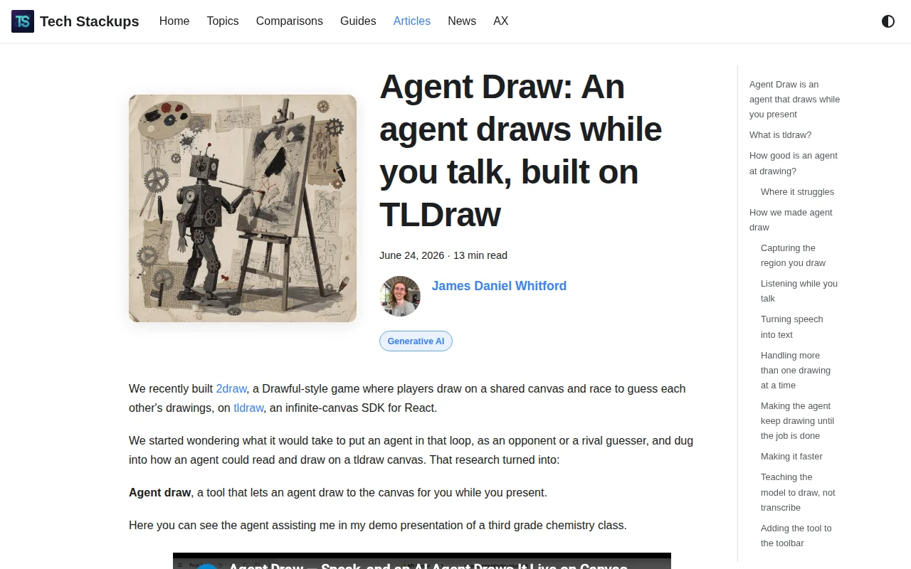 Agent Draw: An agent draws while you talk, built on TLDraw