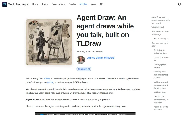 Agent Draw: An agent draws while you talk, built on TLDraw