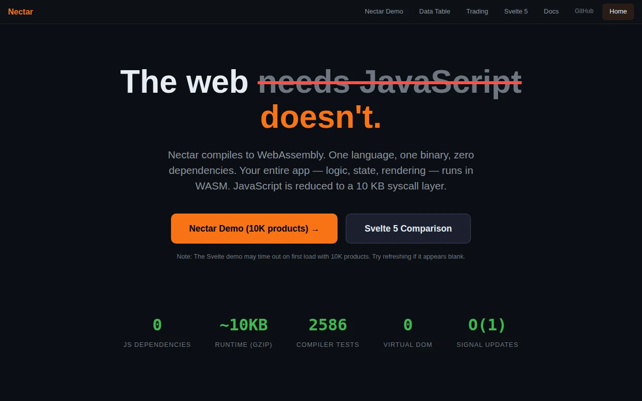 Nectar, a Rust-like React that compiles to WebAssembly