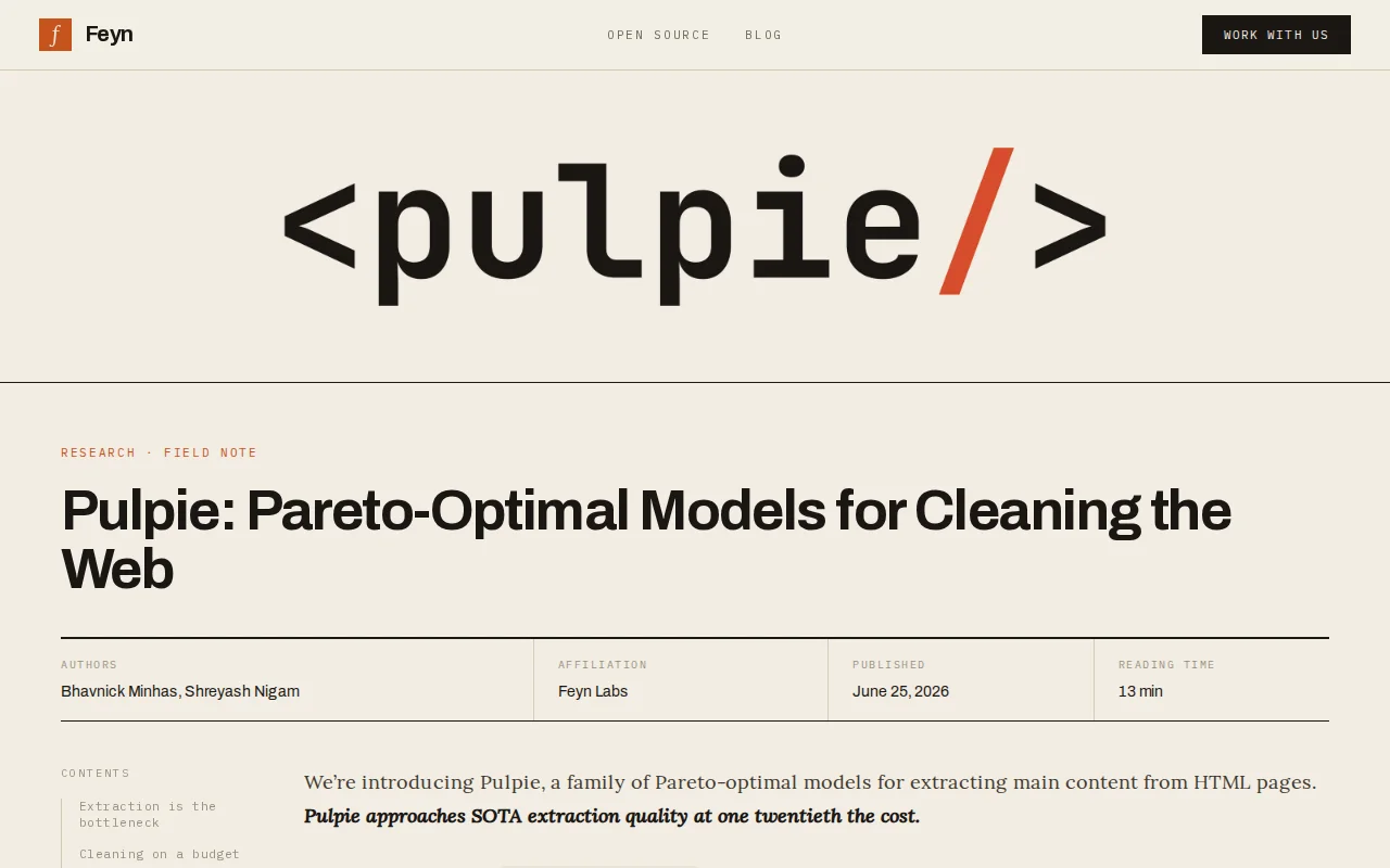 Pulpie – Models for Cleaning the Web
