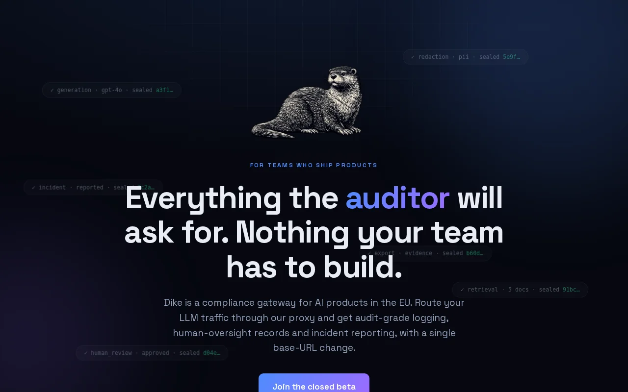 Dike is a compliance gateway for AI products in the EU