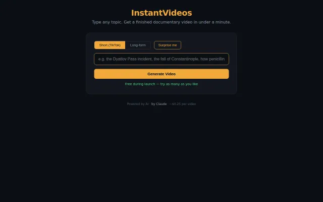 Instantvideos.org – short documentaries in ~30 seconds