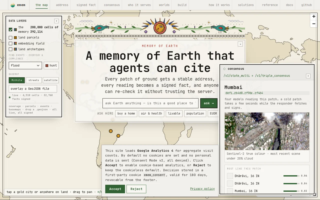 Emem.dev – signed earth memory for physical AI