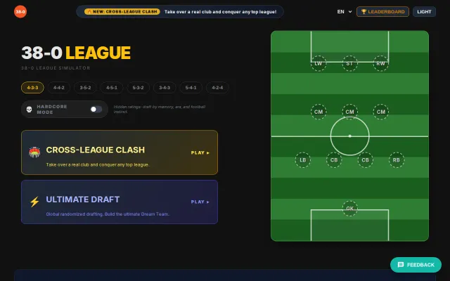 Conquer the Top Leagues 38-0 Games