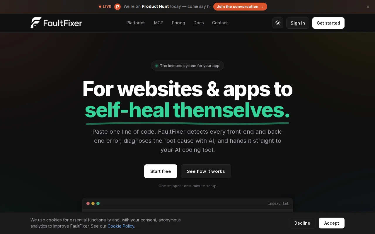 FaultFixer – For websites and apps to self-heal themselves