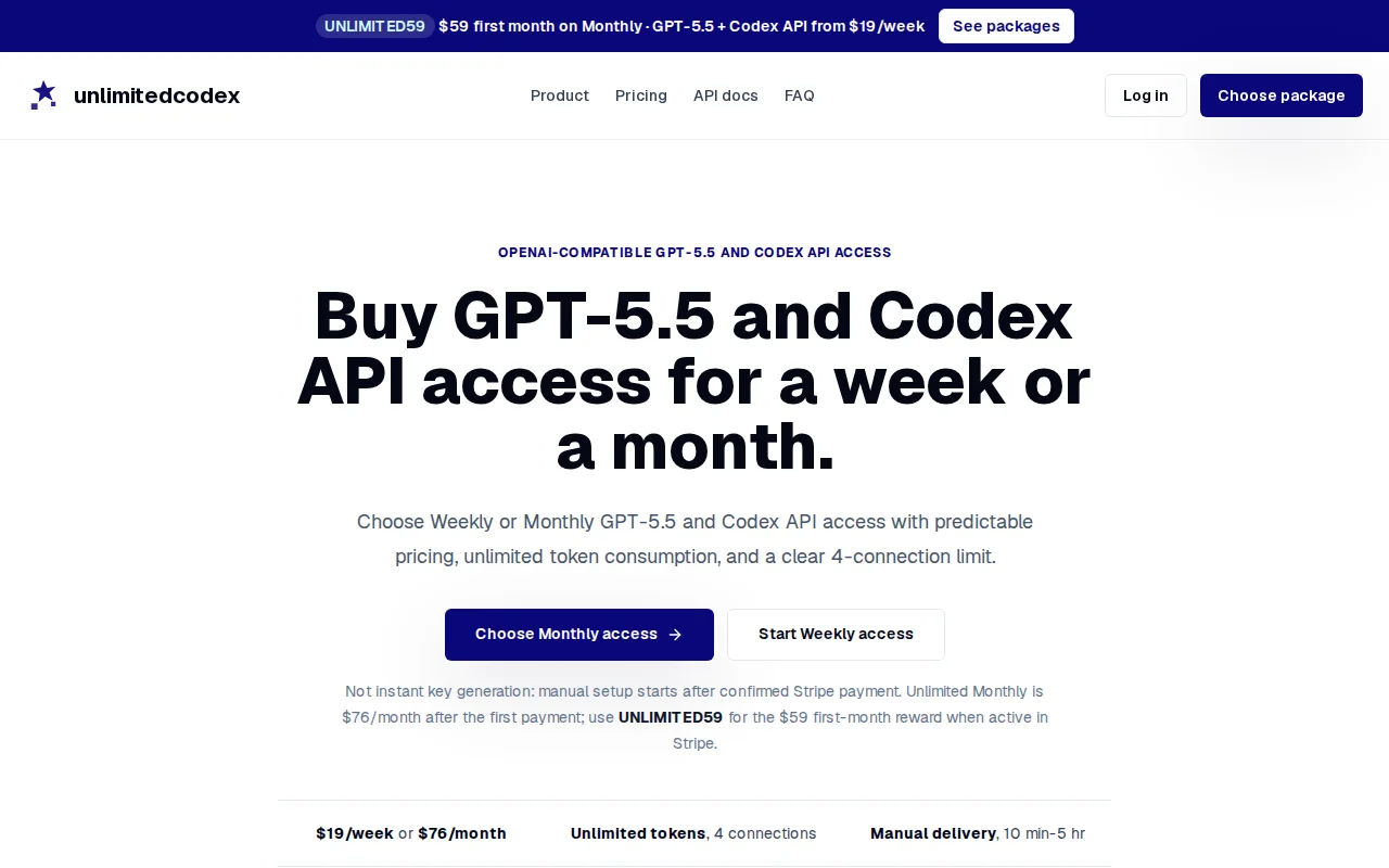 Unlimitedcodex – Flat-Price OpenAI-Compatible GPT/Codex API Access