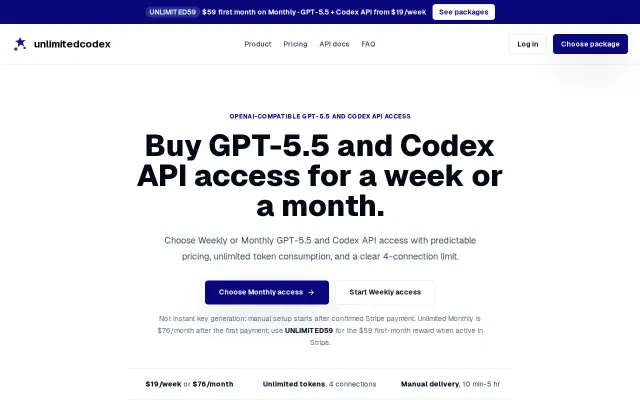 Unlimitedcodex – Flat-Price OpenAI-Compatible GPT/Codex API Access